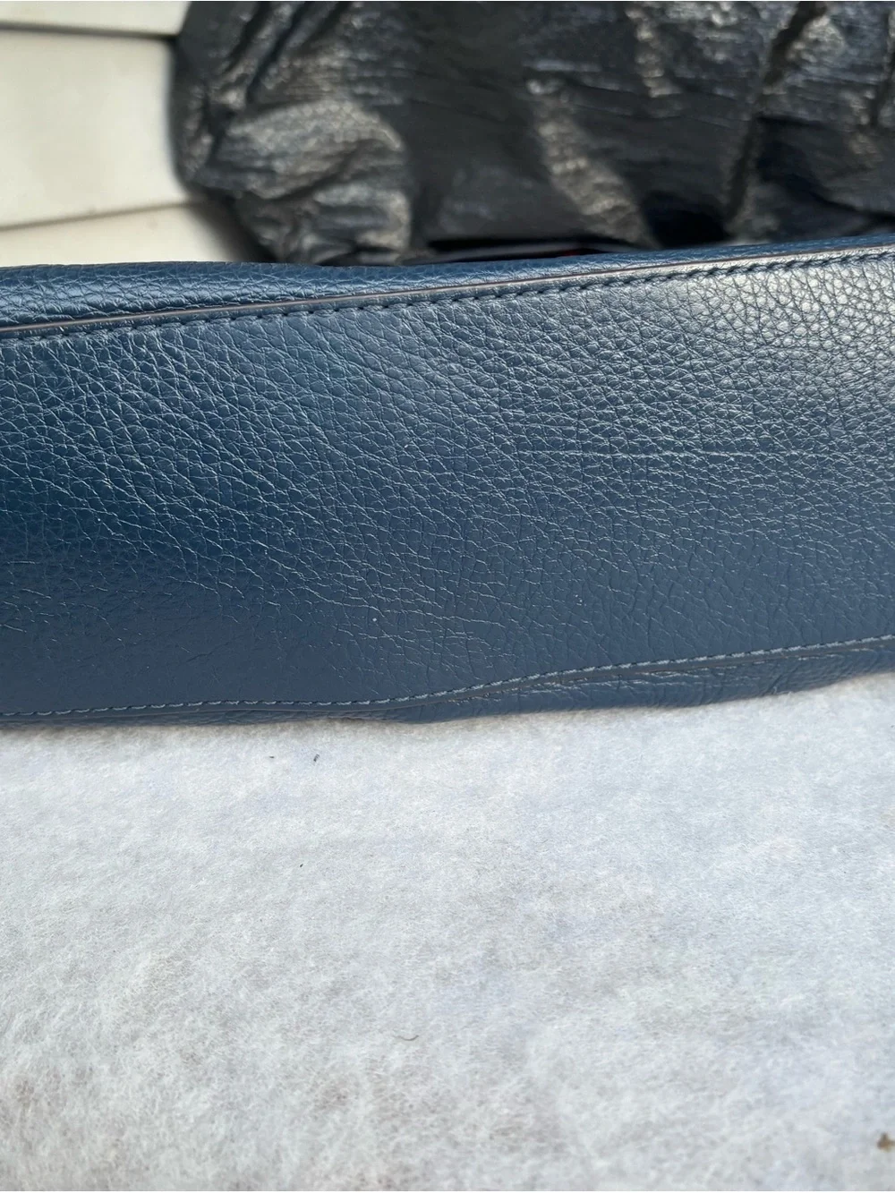 Michael Kors Dark Navy Pebbled Leather Satchel with Gold Hardware